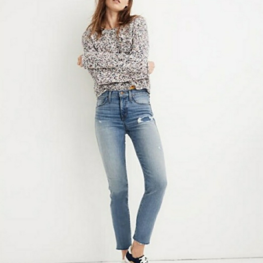 Madewell Stovepipe Jeans In Holburn Wash distress